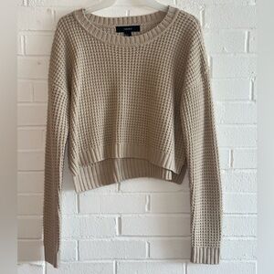 Forever 21 Tan Crew Neck Sweater with Chunky Knit